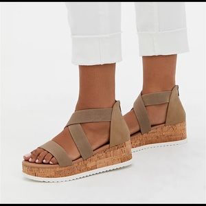 Torrid Shoes Taupe Gore Band Sport Wedge Sandal, size 10Wide